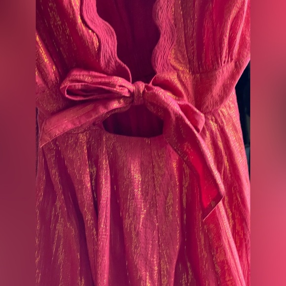 NWT Sundress NORA SHORT Red and Gold Scalloped Resort Dress - Picture 3 of 10